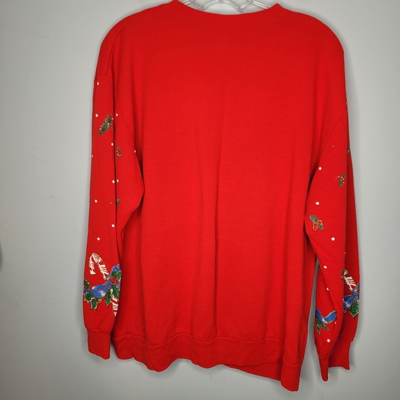 Red Christmas Sweatshirt with Teddy Bear by Holiday Time Sz M - Picture 5 of 8